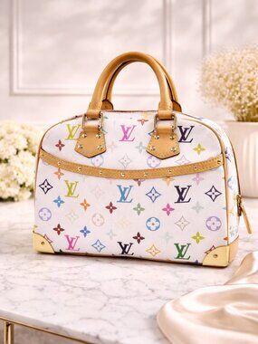 Authentic Louis Vuitton Trouville Multicolor Monogram Canvas Satchel Handbag